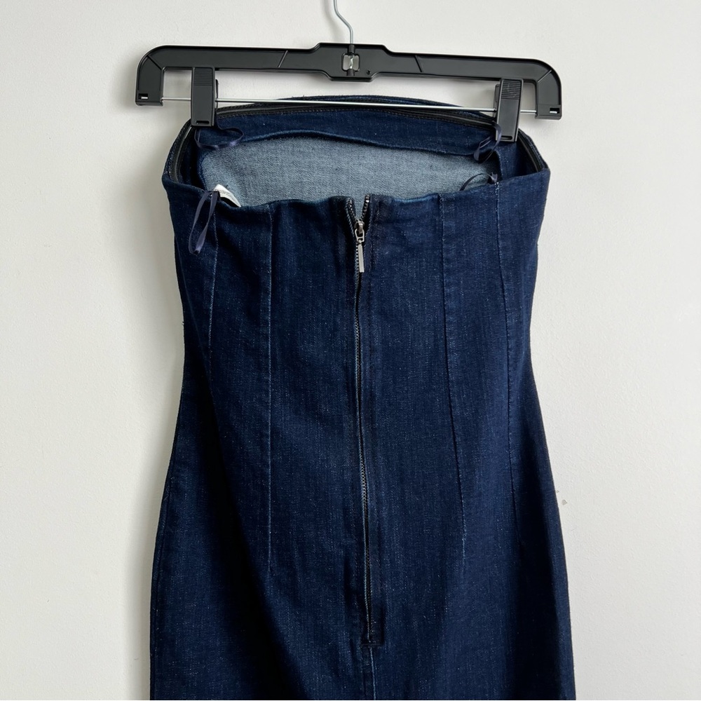 Zara Strapless Denim Midi Dress - Picture 9 of 12